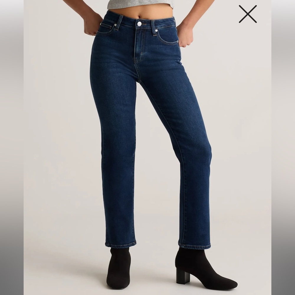 Quince Bella Stretch Straight Jeans 25 Midnight Blue EUC